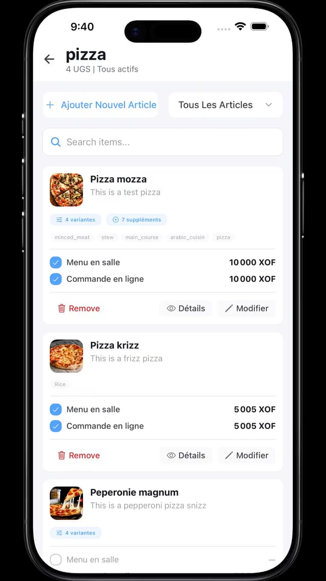 L'application partenaire : la création d'un plat sur la carte.